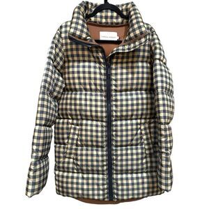 Size S Rebecca Minkoff Gingham Check Puffer Jacket in Khaki Black